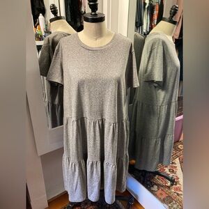 GAP Heather Gray Tiered Dress with Short Sleeves, Size XL